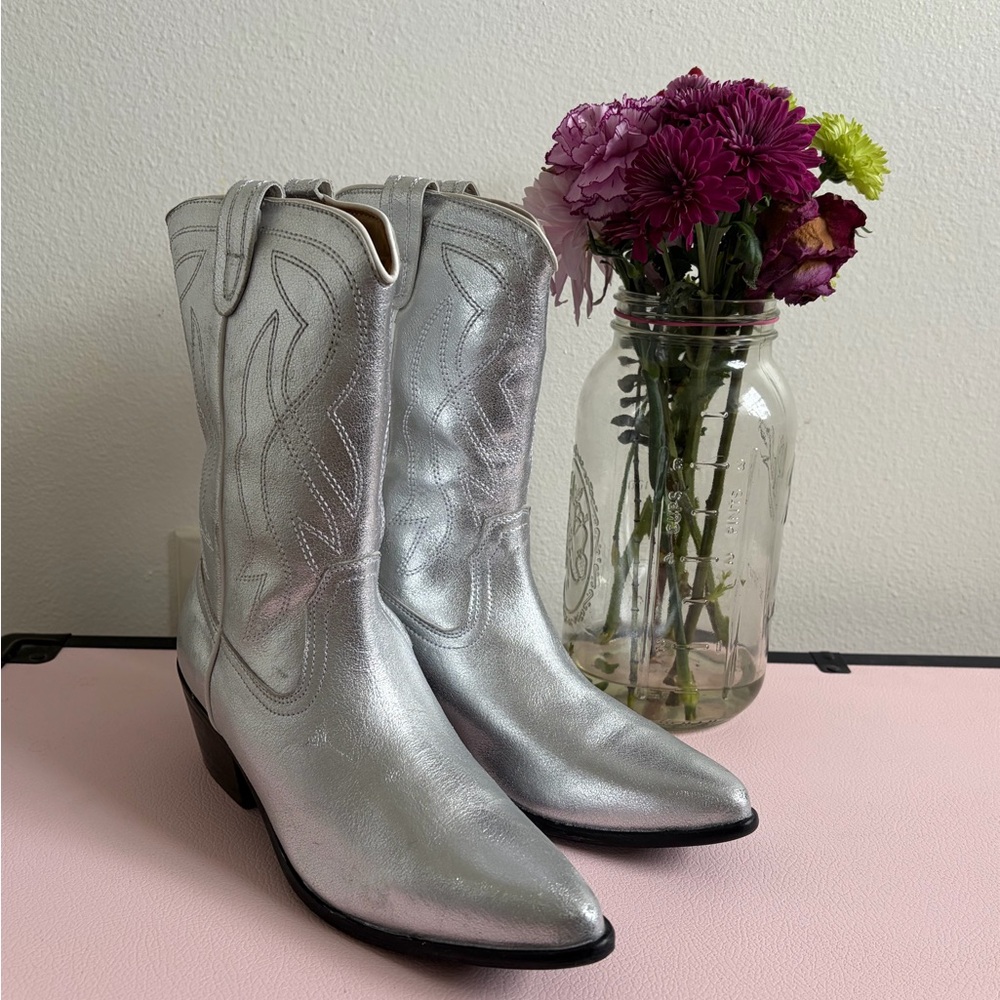 Urban Outfitters Silver Western Cowboy Boots for Women